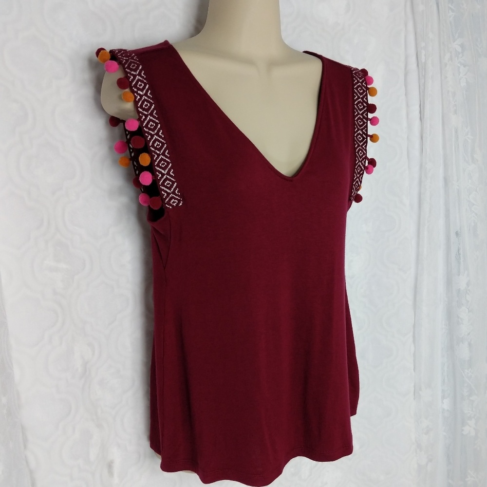 A New Day Pom Pom Shoulder Swing Tank - S & 1x - Picture 2 of 8